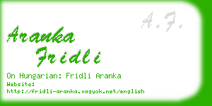 aranka fridli business card